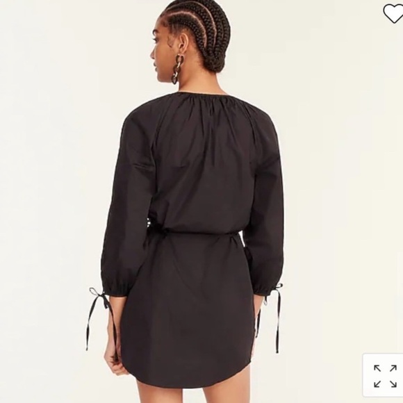 J. Crew NWT Tie Sleeve Poplin Button Front Mini Dress Shirtdress - Picture 3 of 9